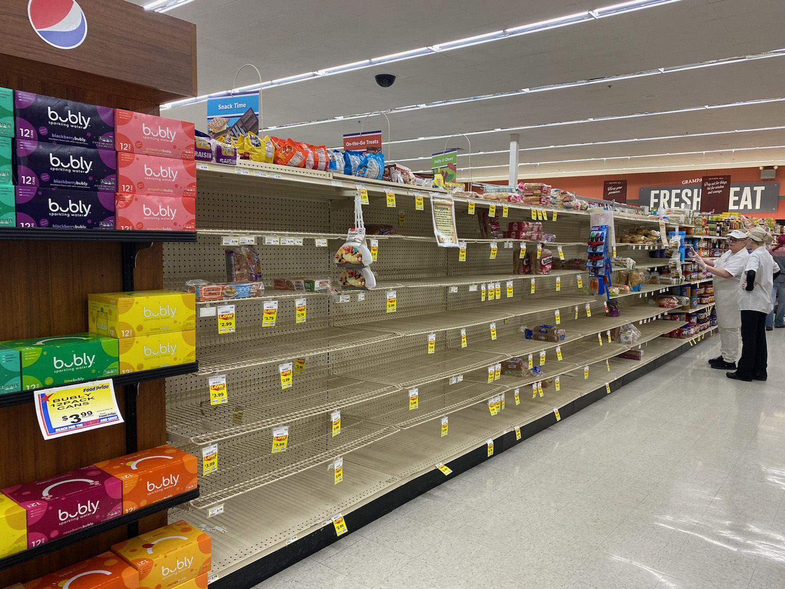 Empty bread shelves